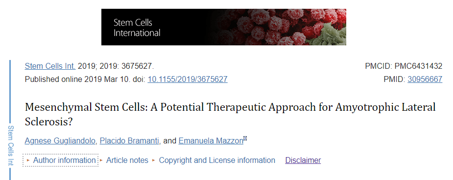 間充質干細胞：是否能夠成為治療漸凍癥的潛在方法？