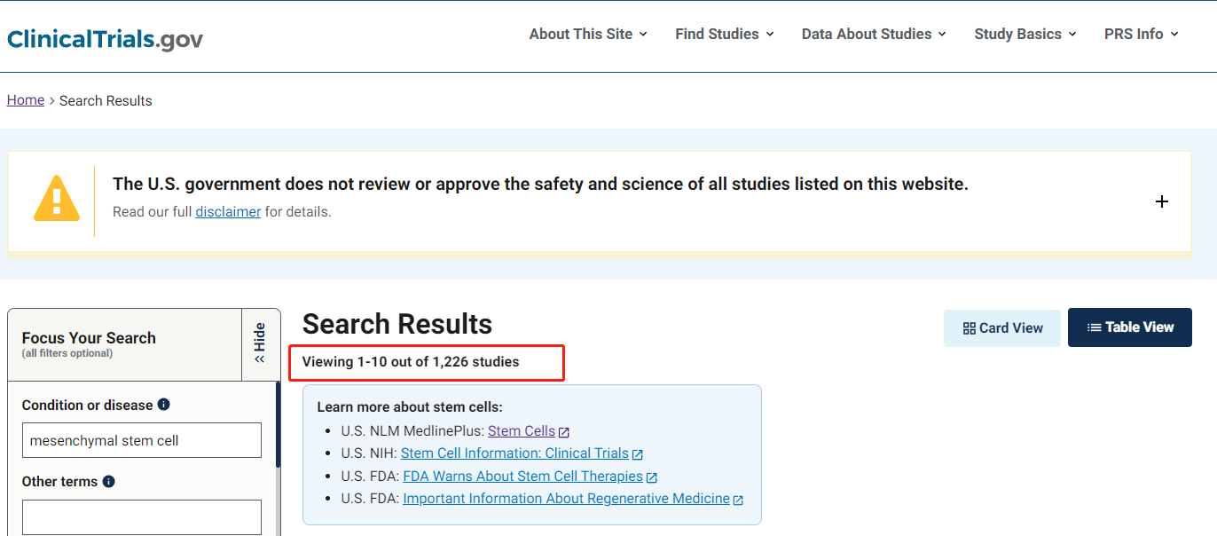 超過1226項(xiàng)基于MSC的臨床試驗(yàn)