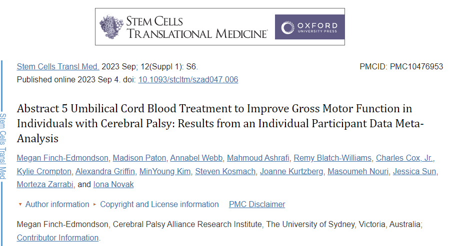 《干細胞轉(zhuǎn)換醫(yī)學(xué)》:臍帶血干細胞治療可改善腦癱患者的粗大運動功能《干細胞轉(zhuǎn)換醫(yī)學(xué)》:臍帶血干細胞治療可改善腦癱患者的粗大運動功能 《干細胞轉(zhuǎn)換醫(yī)學(xué)》:臍帶血干細胞治療可改善腦癱患者的粗大運動功能