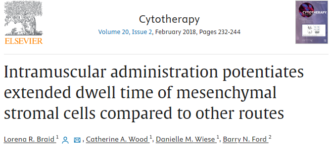 與其他途徑相比，肌肉注射可以延長間充質(zhì)基質(zhì)細(xì)胞的停留時(shí)間