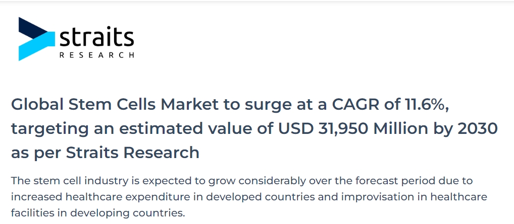 全球干細(xì)胞市場(chǎng)復(fù)合年增長(zhǎng)率將達(dá)到11.6%，預(yù)計(jì)到2030年價(jià)值將達(dá)到319.5億美元