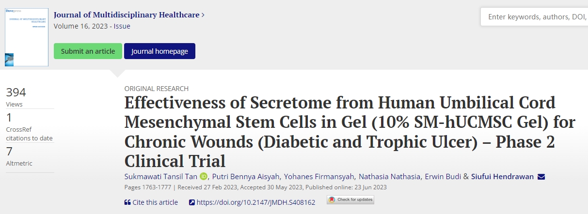 人臍帶間充質(zhì)干細(xì)胞分泌組凝膠（10% SM-hUCMSC凝膠）治療慢性傷口（糖尿病和營(yíng)養(yǎng)性潰瘍）的有效性- 2期臨床試驗(yàn)