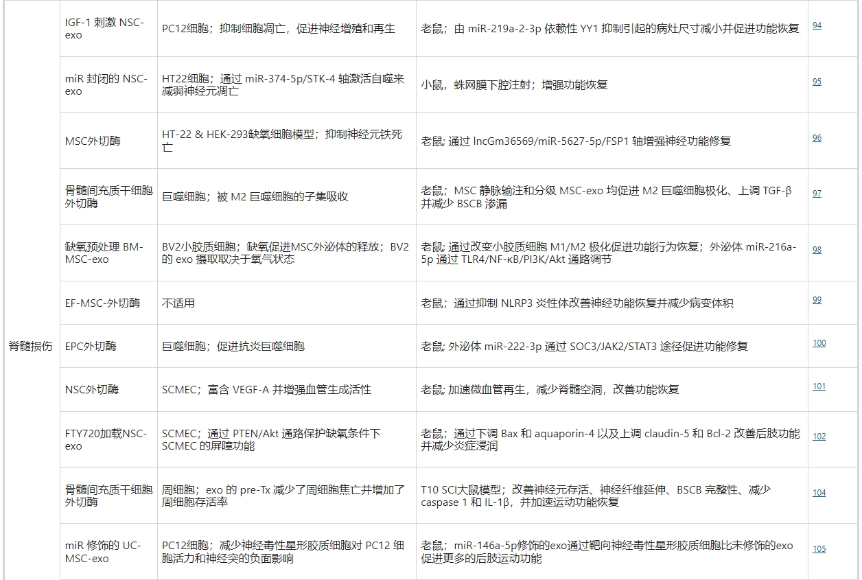 干細胞外泌體治療脊髓損傷