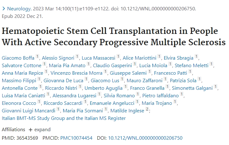 神經(jīng)病學：活動性繼發(fā)性進行性多發(fā)性硬化癥患者的造血干細胞移植