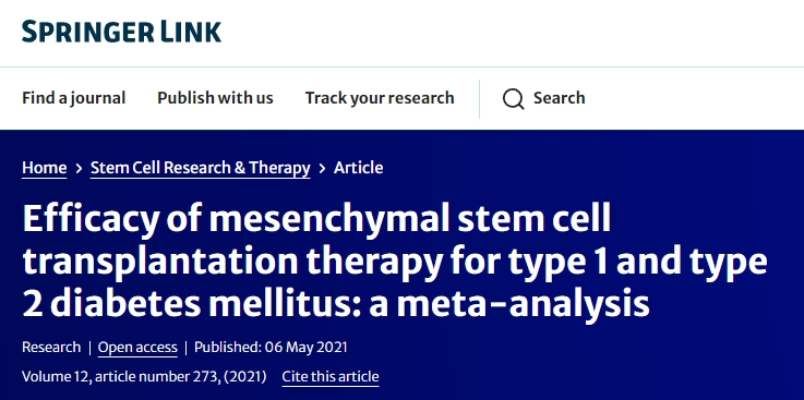 間充質(zhì)干細(xì)胞移植治療1型和2型糖尿病的療效：薈萃分析