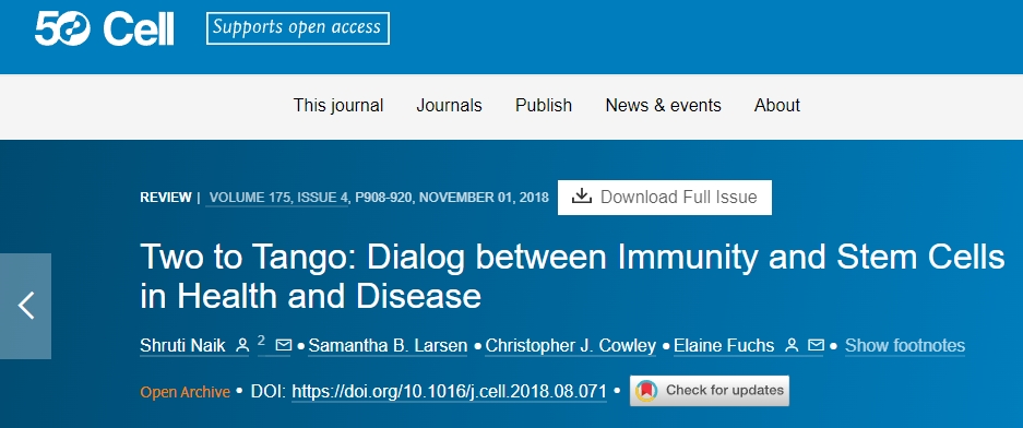 探戈二人行：健康和疾病中免疫和干細(xì)胞之間的對(duì)話