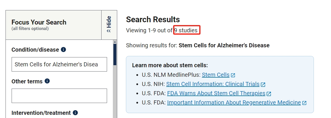 關干細胞治療老年癡呆的臨床研究項目有9項。其中已完成的有0項。