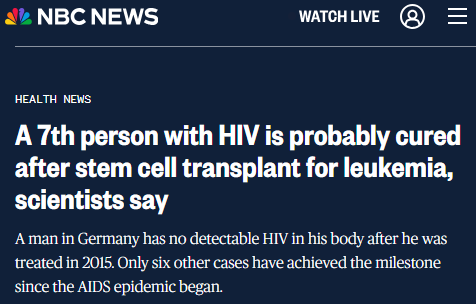 科學(xué)家稱第七名艾滋病患者可能在接受白血病干細(xì)胞移植后治愈