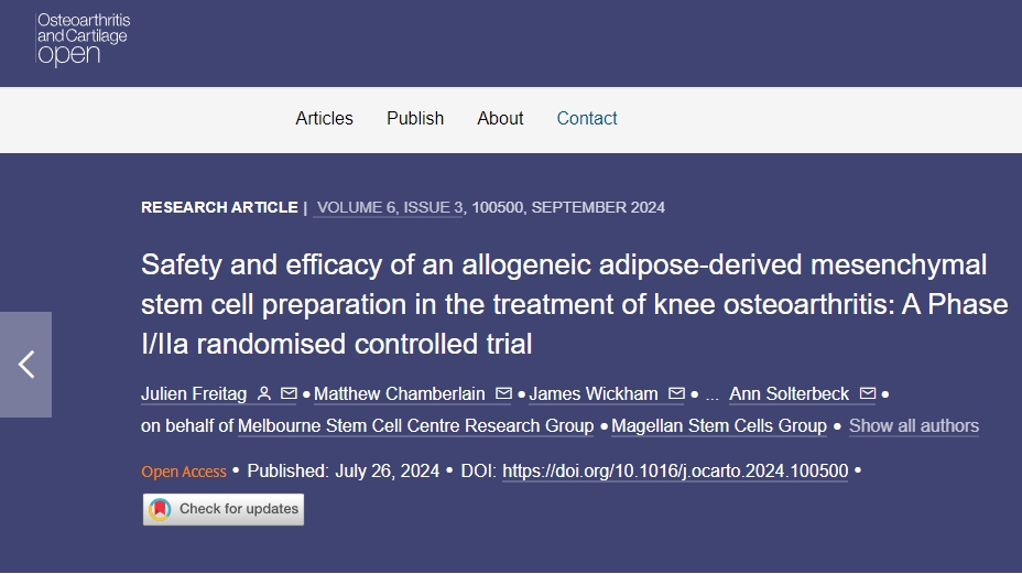 同種異體脂肪間充質(zhì)干細(xì)胞制劑治療膝關(guān)節(jié)骨關(guān)節(jié)炎的安全性和有效性:I/IIa 期隨機(jī)對(duì)照試驗(yàn) 同種異體脂肪間充質(zhì)干細(xì)胞制劑治療膝關(guān)節(jié)骨關(guān)節(jié)炎的安全性和有效性:I/IIa 期隨機(jī)對(duì)照試驗(yàn)