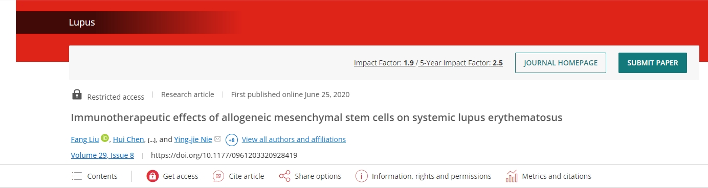 同種異體間充質(zhì)干細胞對系統(tǒng)性紅斑狼瘡的免疫治療作用