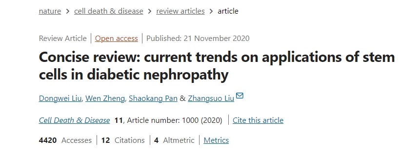 簡述：干細(xì)胞在糖尿病腎病中的應(yīng)用現(xiàn)狀