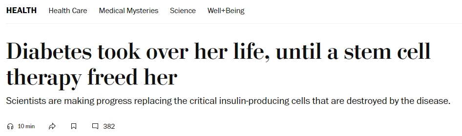 糖尿病困擾了她的生活，直到干細(xì)胞療法讓她擺脫了困境