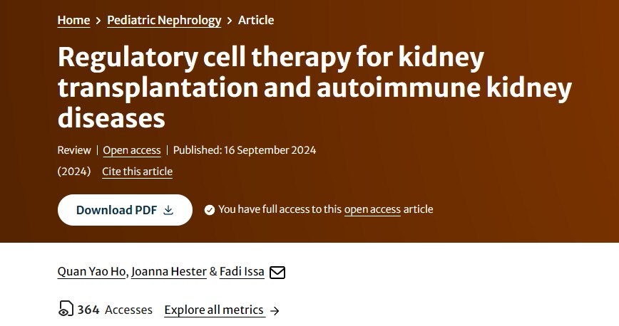 腎移植和自身免疫性腎臟疾病的調(diào)節(jié)細胞治療