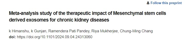 間充質干細胞來源的外泌體對慢性腎臟病治療效果的薈萃分析研究