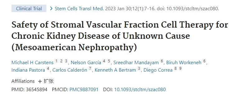基質(zhì)血管成分細(xì)胞療法治療原因不明的慢性腎?。ㄖ忻乐弈I?。┑陌踩? class=