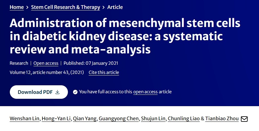 間充質(zhì)干細(xì)胞在糖尿病腎病中的應(yīng)用:系統(tǒng)評(píng)價(jià)和薈萃分析 間充質(zhì)干細(xì)胞在糖尿病腎病中的應(yīng)用:系統(tǒng)評(píng)價(jià)和薈萃分析