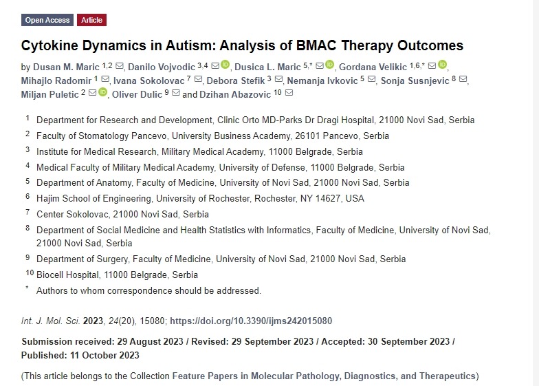 自閉癥中的細(xì)胞因子動(dòng)力學(xué)：自體骨髓抽吸濃縮物 (BMAC)?治療結(jié)果分析