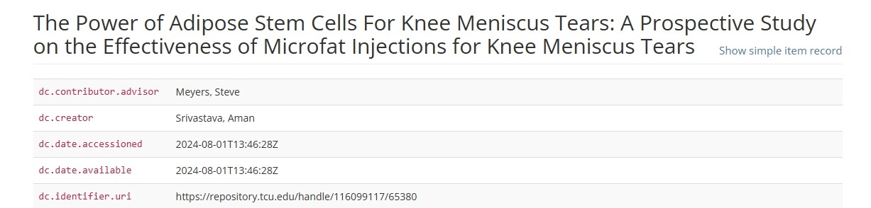 脂肪干細胞對膝關(guān)節(jié)半月板撕裂的作用:微脂肪注射治療膝關(guān)節(jié)半月板撕裂效果的前瞻性研究 脂肪干細胞對膝關(guān)節(jié)半月板撕裂的作用:微脂肪注射治療膝關(guān)節(jié)半月板撕裂效果的前瞻性研究