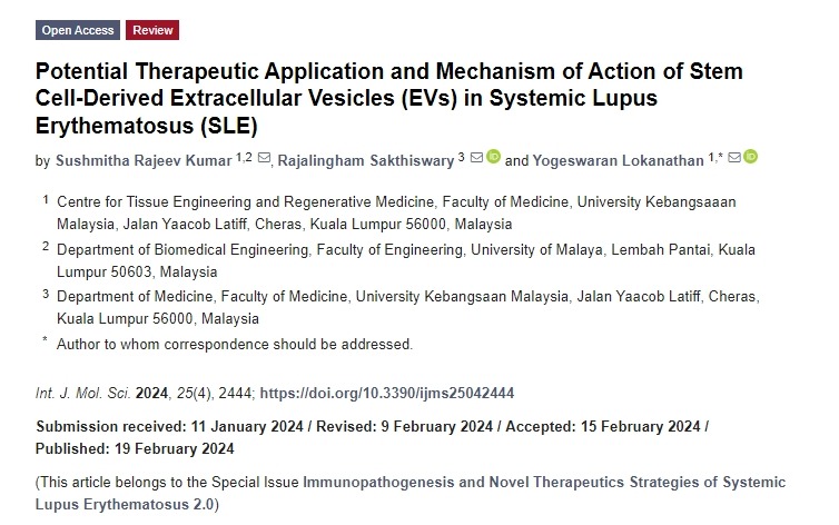 干細胞來源的細胞外囊泡(EVs)在系統(tǒng)性紅斑狼瘡(SLE)中的潛在治療應(yīng)用和作用機制 干細胞來源的細胞外囊泡(EVs)在系統(tǒng)性紅斑狼瘡(SLE)中的潛在治療應(yīng)用和作用機制