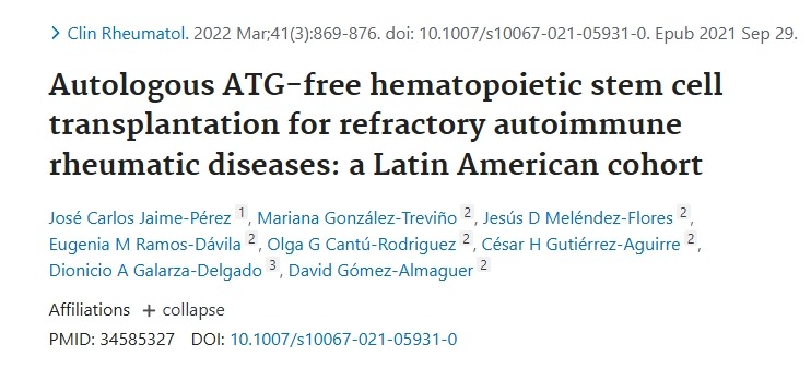 難治性自身免疫性風(fēng)濕病的無自體ATG造血干細(xì)胞移植：拉丁美洲隊(duì)列