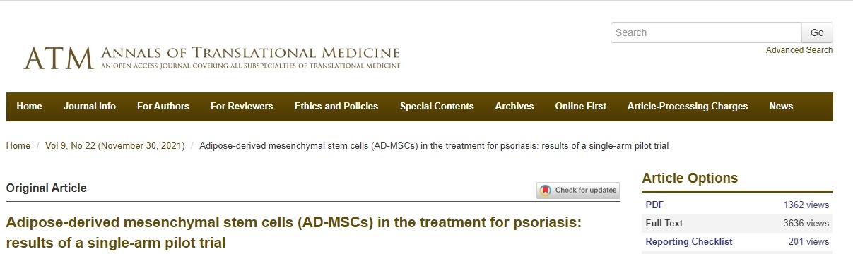 脂肪間充質(zhì)干細(xì)胞(AD-MSCs)治療銀屑病的單臂試驗(yàn)結(jié)果 脂肪間充質(zhì)干細(xì)胞(AD-MSCs)治療銀屑病的單臂試驗(yàn)結(jié)果