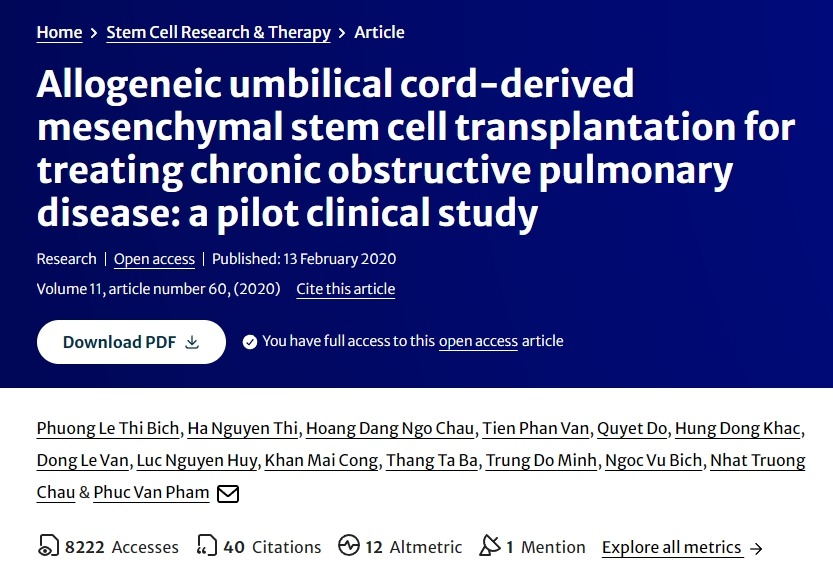 同種異體臍帶間充質(zhì)干細(xì)胞移植治療慢性阻塞性肺?。阂豁?xiàng)初步臨床研究