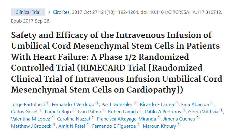 臍帶間充質(zhì)干細(xì)胞靜脈輸注治療心力衰竭患者的安全性和有效性:1/2期隨機(jī)對照試驗(yàn) 臍帶間充質(zhì)干細(xì)胞靜脈輸注治療心力衰竭患者的安全性和有效性:1/2期隨機(jī)對照試驗(yàn)
