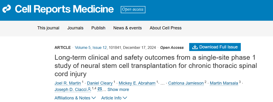神經(jīng)干細胞移植治療慢性胸椎損傷的單中心 I 期臨床研究的長期臨床和安全性結果 神經(jīng)干細胞移植治療慢性胸椎損傷的單中心 I 期臨床研究的長期臨床和安全性結果
