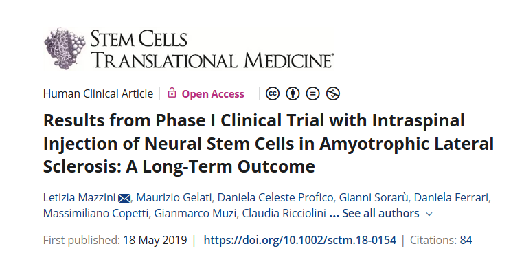 肌萎縮側(cè)索硬化癥脊髓內(nèi)注射神經(jīng)干細(xì)胞 I 期臨床試驗(yàn)結(jié)果：長(zhǎng)期結(jié)果