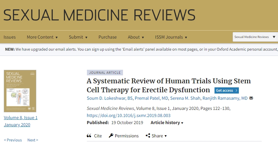 使用干細胞療法治療勃起功能障礙的人體試驗的系統(tǒng)評價