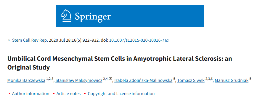 臍帶間充質(zhì)干細(xì)胞在肌萎縮側(cè)索硬化癥中的應(yīng)用:一項(xiàng)原創(chuàng)研究 臍帶間充質(zhì)干細(xì)胞在肌萎縮側(cè)索硬化癥中的應(yīng)用:一項(xiàng)原創(chuàng)研究