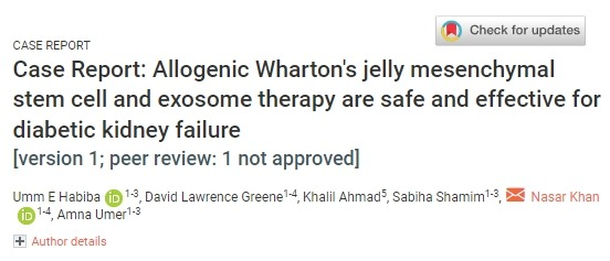 同種異體華通氏膠間充質(zhì)干細(xì)胞和外泌體療法對(duì)糖尿病腎衰竭安全有效