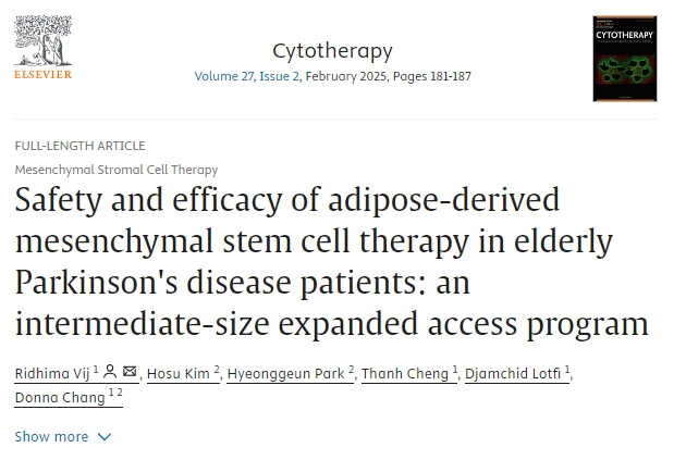 脂肪間充質(zhì)干細(xì)胞治療老年帕金森病患者的安全性和有效性：一項中型擴(kuò)展獲取計劃