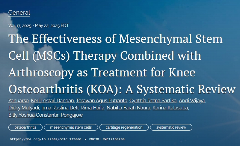 間充質(zhì)干細胞（MSCs）療法聯(lián)合關(guān)節(jié)鏡治療膝骨關(guān)節(jié)炎（KOA）的療效：系統(tǒng)評價