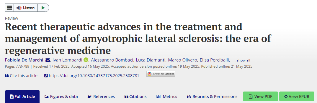 肌萎縮側(cè)索硬化癥治療和管理的最新進(jìn)展：再生醫(yī)學(xué)時(shí)代