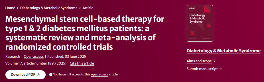 間充質(zhì)干細(xì)胞治療1型和2型糖尿?。弘S機(jī)對(duì)照試驗(yàn)的系統(tǒng)評(píng)價(jià)和薈萃分析