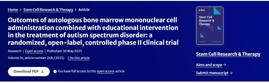 自體骨髓單核細(xì)胞移植聯(lián)合教育干預(yù)治療自閉癥譜系障礙的療效觀察：一項(xiàng)隨機(jī)、開放標(biāo)簽、對照的II期臨床試驗(yàn)