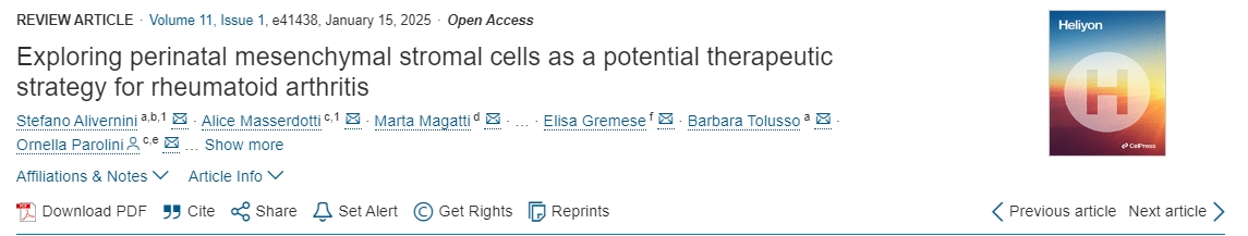 探索圍產(chǎn)期間充質(zhì)基質(zhì)細(xì)胞作為類風(fēng)濕性關(guān)節(jié)炎的潛在治療策略