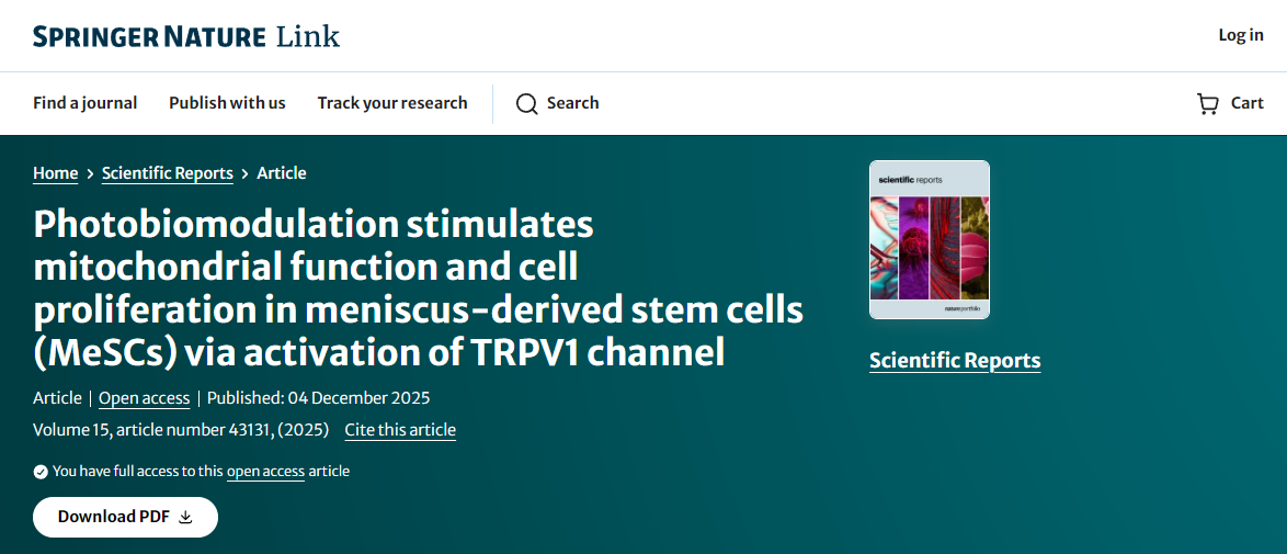 光生物調節(jié)通過激活TRPV1通道刺激半月板來源干細胞（MeSCs）的線粒體功能和細胞增殖