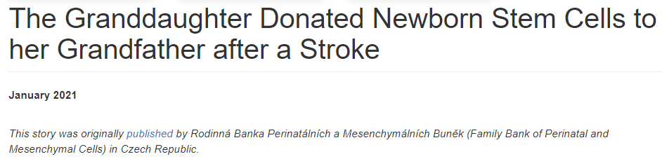 中風(fēng)后，孫女向祖父捐贈(zèng)了新生兒干細(xì)胞