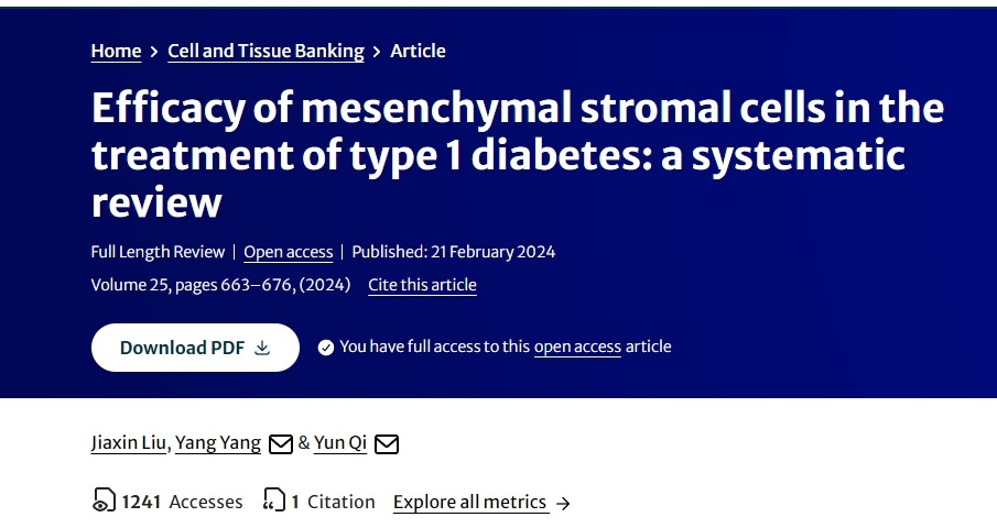 間充質(zhì)干細(xì)胞治療1型糖尿病的療效：系統(tǒng)評價(jià)