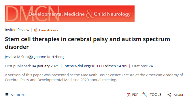 干細(xì)胞療法在腦癱和自閉癥譜系障礙中的應(yīng)用