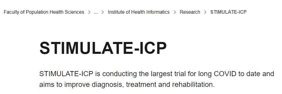 STIMULATE-ICP 正在進(jìn)行迄今為止規(guī)模最大的新冠后遺癥試驗(yàn)，旨在改善診斷、治療和康復(fù)