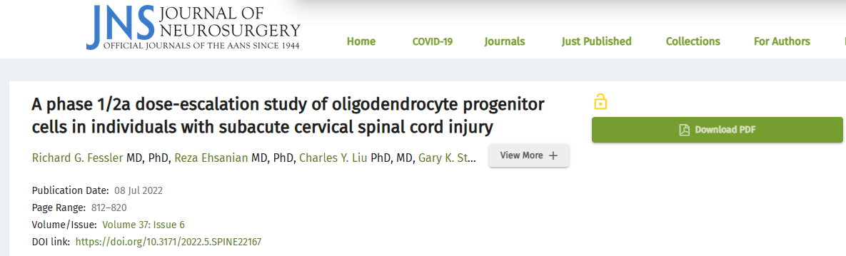 一項針對亞急性頸髓損傷患者的少突膠質(zhì)細胞祖細胞的1/2a期劑量遞增研究