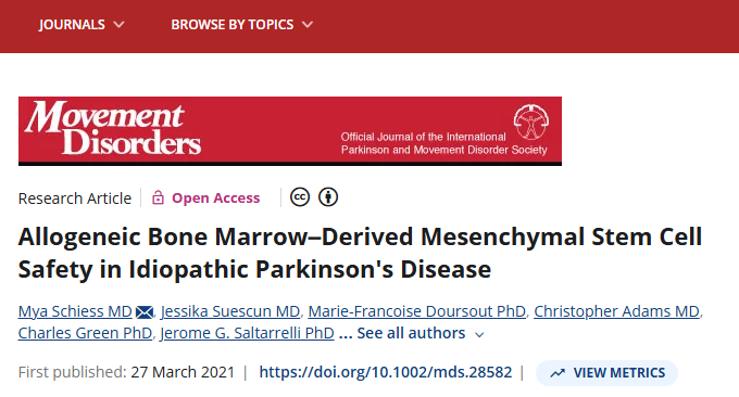 異體骨髓間充質(zhì)干細(xì)胞治療特發(fā)性帕金森病的安全性