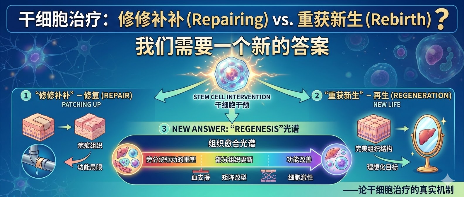 干細(xì)胞治療的基本原理：到底是“修修補(bǔ)補(bǔ)”還是“重獲新生”？——論我們需要一個(gè)新的答案